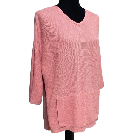 Pure Jill Pink Wool Silk Blend Pullover Boxy Fit V-Neck Soft Lightweight Small - Picture 2 of 8